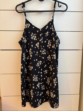 Zara Girls Black Daisy Button-Front Sun Dress
